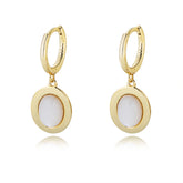 Oval Natural Mother of Pearl Sterling Silver Drop Earrings  for Women